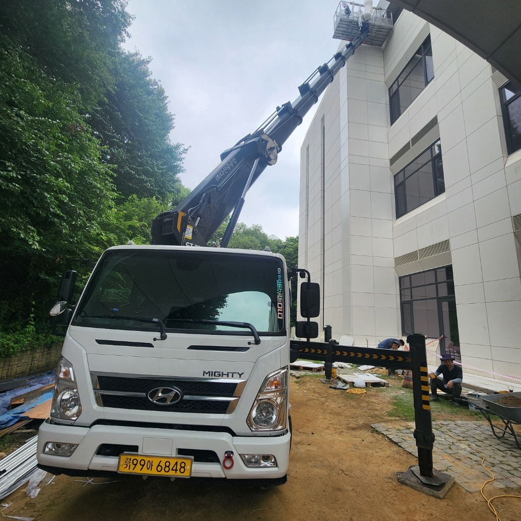실외기 양중 스카이차 작업사진